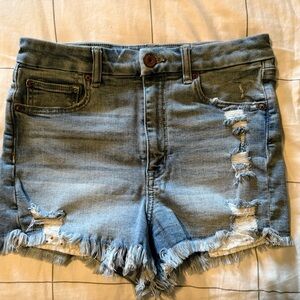 American Eagle Outfitters Blue Distressed Jean Shorts